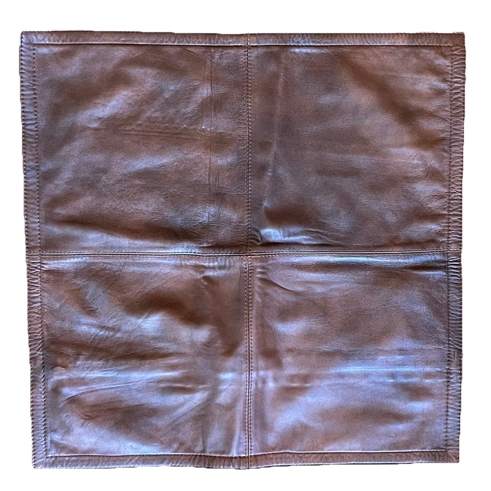 Brown Leather Look Pillow Cover 17.5x17.5 Square‎ Zippered Fits 16x16 Insert